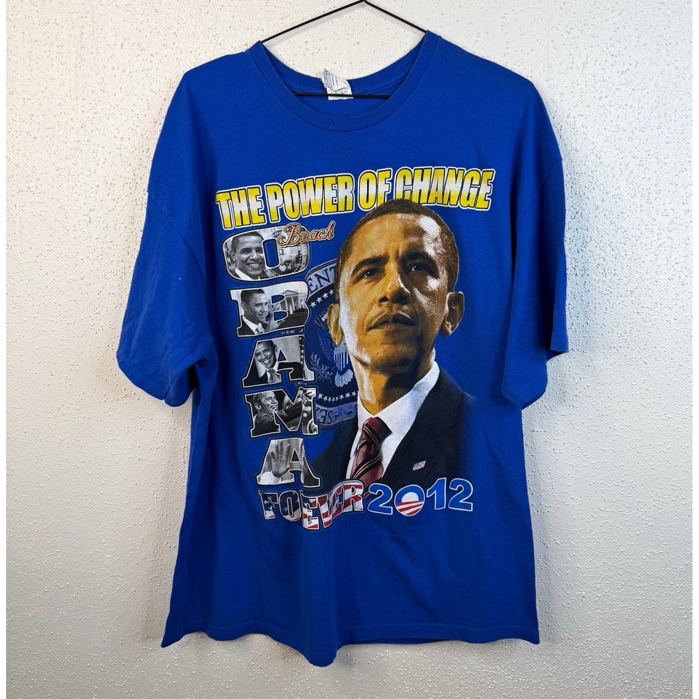 Delta Pro Weight Blue Barack Obama 2012 Political Graphic T-Shirt Size 2XL